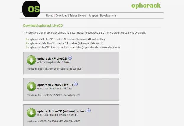 Ophcrack windows vista password recovery